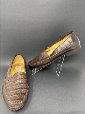 Michele Loisi Dress Leather Loafer Shoe Brown Italy Mens 7.5 D Preppy